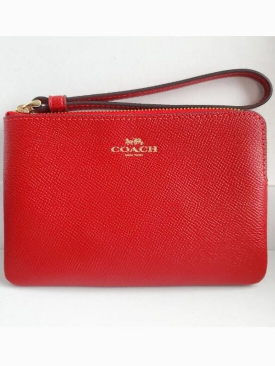 Coach Handbags - COACH Red Signature Leather Wristlet